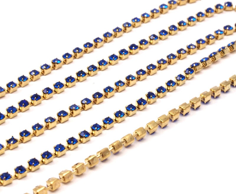 Chic Crystal Chain, 2 Feet Vintage (2.4mm) Sapphire Crystal