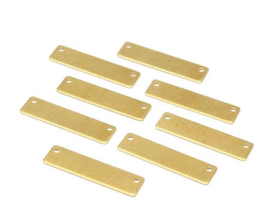 40x6x0.80mm M01482 Brass Rectangle Bar 12 Textured Raw Brass Stamping Blanks With 2 Holes Necklace Bar