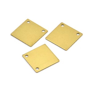 Raw Brass Square, 20 Raw Brass Square Blanks With 2 Holes 13x0.50mm D0302 画像 3