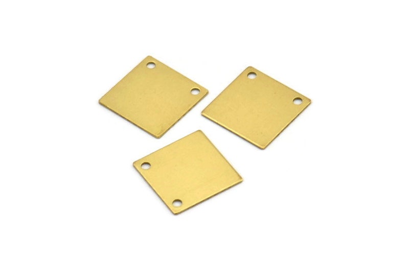 Raw Brass Square, 20 Raw Brass Square Blanks With 2 Holes 13x0.50mm D0302 画像 3