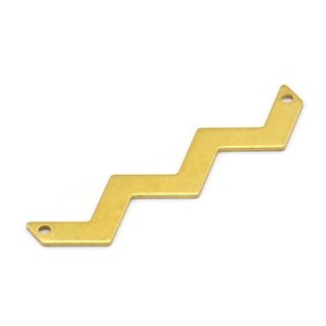 Brass Zig Zag Shape, 24 Raw Brass Zig Zag Shape Charms With 2 Holes, Pendants, Earrings (45x4x0.80mm) E633