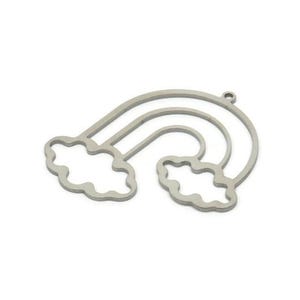 Steel Rainbow Charm, Stainless Steel Cloudy Rainbow Shaped Charms With 1 Loop, Pendant Charms, Earring Findings (34x32x0.80mm) SMP1826