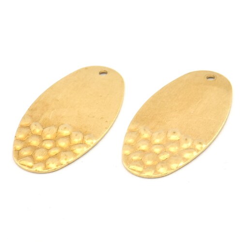 Messing Oval Charm, 12 Roh Messing Oval Charms Mit 1 Loch, Anhänger, Ohrringe, Zubehör (29.5x15x0.80 mm) D985