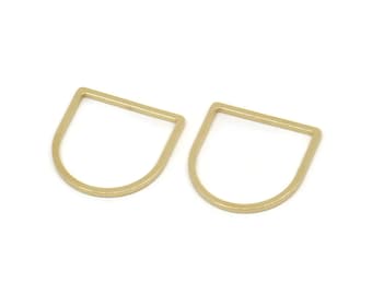 D Shape Rings, Raw Brass D Shape Charms, Connectors, Geometric Findings (16x16x1mm) A5915