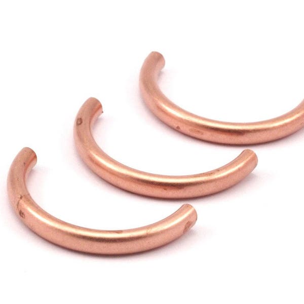 Semi Circle Tubes - 10 Raw Copper Semi Circle Tubes (4x35mm) Brc204   D0453