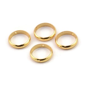 12mm Circle Connector, 8 Gold Plated Brass Circle Ring Connector With 2 Holes, Findings (12x2.5mm) BS 1852