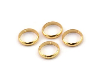 12mm Circle Connector, 8 Gold Plated Brass Circle Ring Connector With 2 Holes, Findings (12x2.5mm) BS 1852