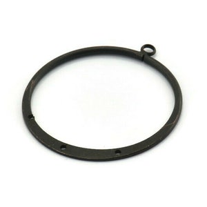 Black Round Earring, 3 Oxidized Black Brass Round Earring Charms With 1 Loop and 3 Holes , Pendants, Findings (40mm) E547 H1237