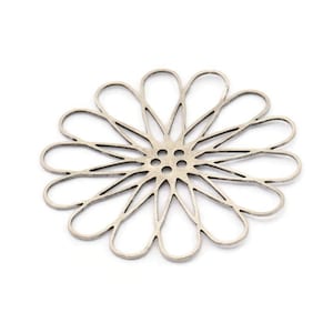 Silver Daisy Charm, 4 Antique Silver Plated Brass Flower Charms, Brass Flowers (44x0.60mm) A4626