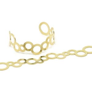 Adjustable Bangle Bracelet, Raw Brass Flat Bracelet With 2 Holes, Raw Brass Bracelet, Brass Bracelet Bangle (145x23x0.80mm) SMP1797