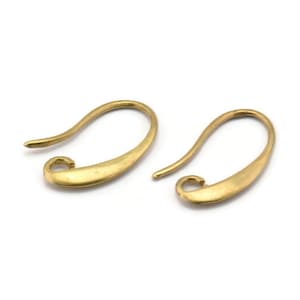 Brass Earring Wires, 6 Raw Brass Earring Wires, Earring Hooks (10x16mm) Bs 1027--y029