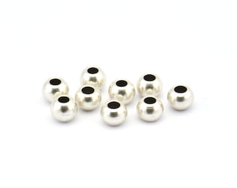 Spacer Ball Bead, 24 Antique Silver Plated Brass Spacer Ball Beads , Findings (5mm) Brs 0103 B0032 H0692