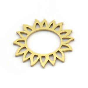 Brass Flower Charm, 24 Raw Brass Sunflower Charms, Earring Charms (16x15x0.60mm) A3465