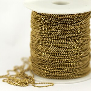 1mm Ball Chain, 3 M. (1mm) Raw Brass Faceted Ball Chain - Brs 4 ( Z006 )