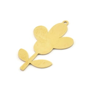 Brass Flower Charm, Raw Brass Flower Charms With 1 Loop, Brass Earring Charms (34x10x0.60mm) SMP1536
