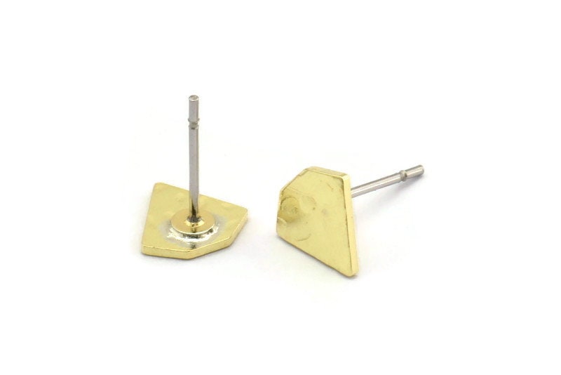 Brass Diamond Earring, 12 Hammered Raw Brass Tiny Diamond Shaped