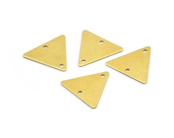 Triangle Necklace Charm, 250 Raw Brass Triangle Charms With 2 Holes (12x14mm) A0016