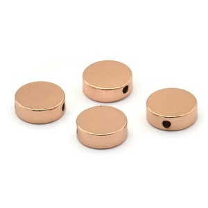 Rose Gold Spacer Bead , 8 Rose Gold Plated Brass Spacer Beads, Spacer Connectors, Round Beads (8x3mm) D0128 Q0153