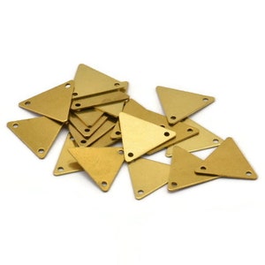 Raw Brass Triangles, 50 Raw Brass Triangle Charms With 2 Holes 12x14mm A0014 image 2