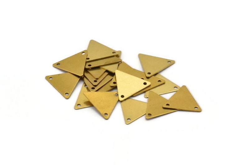 Raw Brass Triangles, 50 Raw Brass Triangle Charms With 2 Holes 12x14mm A0014 image 2