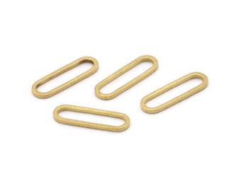 Brass Oval Connector, 100 Raw Brass Oval Connectors, Charms, Findings (15x4.5x1mm) E002