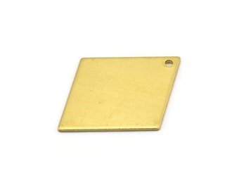 Brass Diamond Charm, 8 Raw Brass Diamond Stamping Blanks (31x24x0.80mm) B0089