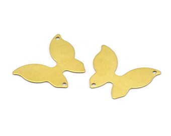 Brass Butterfly Connector, 50 Raw Brass Butterfly Connectors With 2 Holes, Charms, Earrings (23x18x0.40mm) B0313