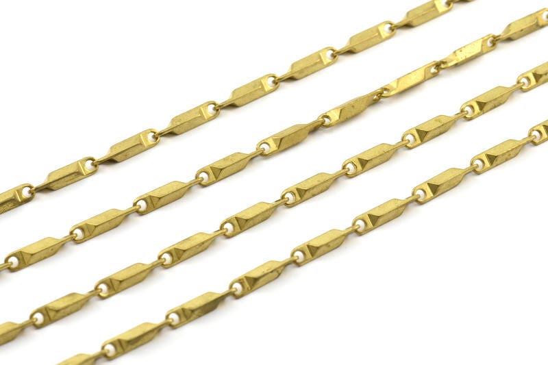 Bar Chain Link Chain 1 M Raw Brass Bar Chain 14x2.5mm Z007 Etsy