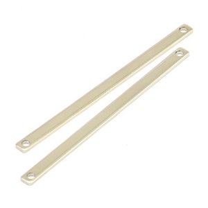 Long Necklace Bar, 10 Silver Tone Bar Connectors With 2 Holes (55x3x1mm) Brc 148--A0825 H0597