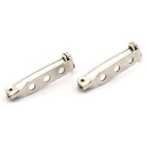 Silver Brooch Pin 8 Antique Silver Plated Brass Brooch Pin Back Base Safety Pin With 3 Holes (26mm) A0456