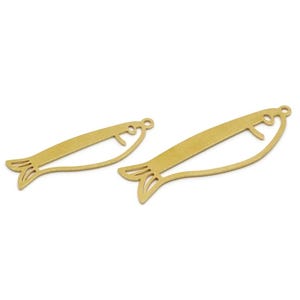 Brass Fish Charm, Raw Brass Fish Charms With 1 Loop, Blanks, Findings (32/40x0.60mm) SMP2817