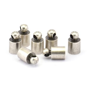Silver Leather Clasp, 24 Antique Silver Plated Brass Barrel End With Loop - 5x9mm Leather Cord Ends Bs-1646 H0690