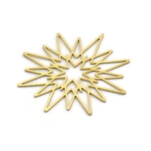 Brass Star Charm, 6 Raw Brass Star Shaped Charms, Charm Pendants, Connectors (42x39x0.60mm) SMP0032