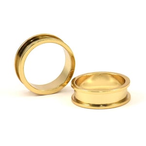 Gold Channel Ring - 3 Gold Plated Brass Channel Ring Setting (16mm) N0476 Q0079