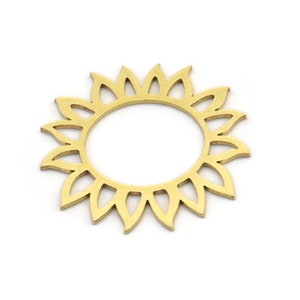 Brass Flower Charm, 12 Raw Brass Sunflower Charms, Earring Charms (25x23x0.60mm) A3467