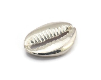 Hallazgo de concha de plata, hallazgos de concha de cauri de plata 925, colgantes, dijes, aretes, cuentas (20-25 mm) E275