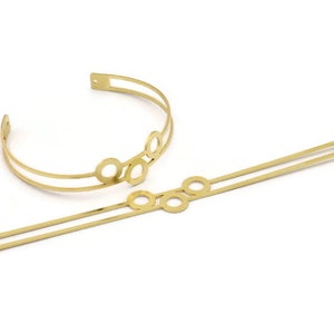 Brass Bracelet Blank, 4 Raw Brass Flat Bracelet With 2 Holes, Bracelet Findings (145x7x1mm) SMP0841