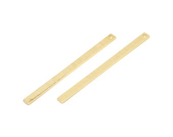 Gold Necklace Bar, 4 Textured Gold Plated Brass Stick Charms, Bar Pendants, Gold Rectangle Necklace Bar With 1 Hole (50x3x0.80mm) M02527