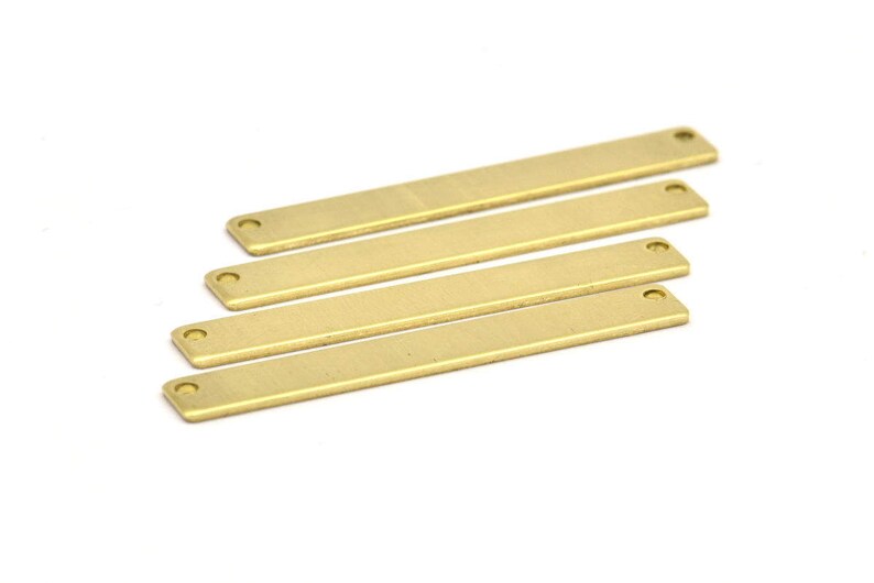 6x44x1mm Brass Personalized Bar 24 Raw Brass Stamping Necklace Blanks With 2 Holes D229