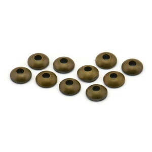 Middle Hole Connector, 250 Antique Brass Round Cambered Middle Hole Connector, Findings (4mm) K016