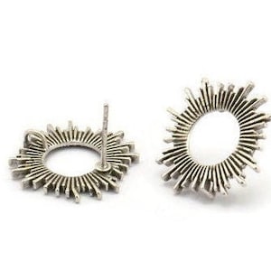 Silverrunda örhängen, 4 antikförsilvrade mässingsrunda örhängen (18 mm) N1228