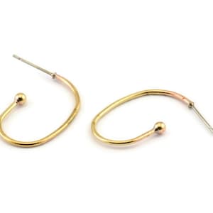 Brass Earring Wires, 4 Raw Brass Earring Studs (26x15x1.2mm) D1637