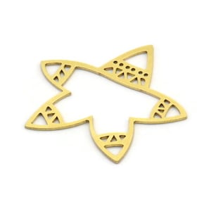 Messing Stern Charm, 12 Rohmessing Seestern Charms, Ohrring Anhänger (28x31x0.60 mm) A3472