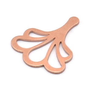 Copper Leaf Blank, 8 Raw Copper Flower Blanks, Findings (25x21x0.80mm) M03286
