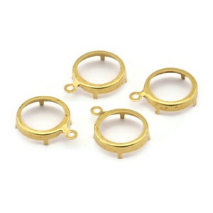 Brass Round Setting, 50 Raw Brass Round Settings With 1 Loop and 1 Pad Setting (17x13x3.6mm) E116