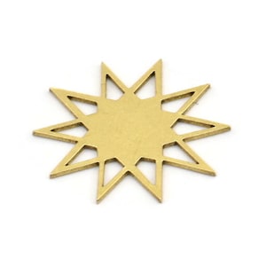 Brass Star Charm, 12 Raw Brass Star Shaped Charms, Charm Pendants, Connectors (23x21x0.60mm) A3557