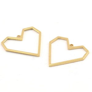 Brass Heart Charm, 24 Raw Brass Heart Charms With 1 Loop, Earrings, findings (20x1mm) D1257