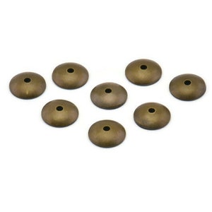 Brass Connector Bead, 250 Antique Brass Round Middle Hole Bead Caps, Connectors, Findings, Charms  (8mm)  K018