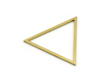 May include: A gold triangle-shaped metal frame. The frame is hollow and has a smooth, polished finish.