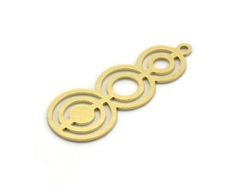 Brass Round Charm, 12 Raw Brass Round Shaped Charms With 1 Loop, Charm Pendants (29x11x0.60mm) SMP0090
